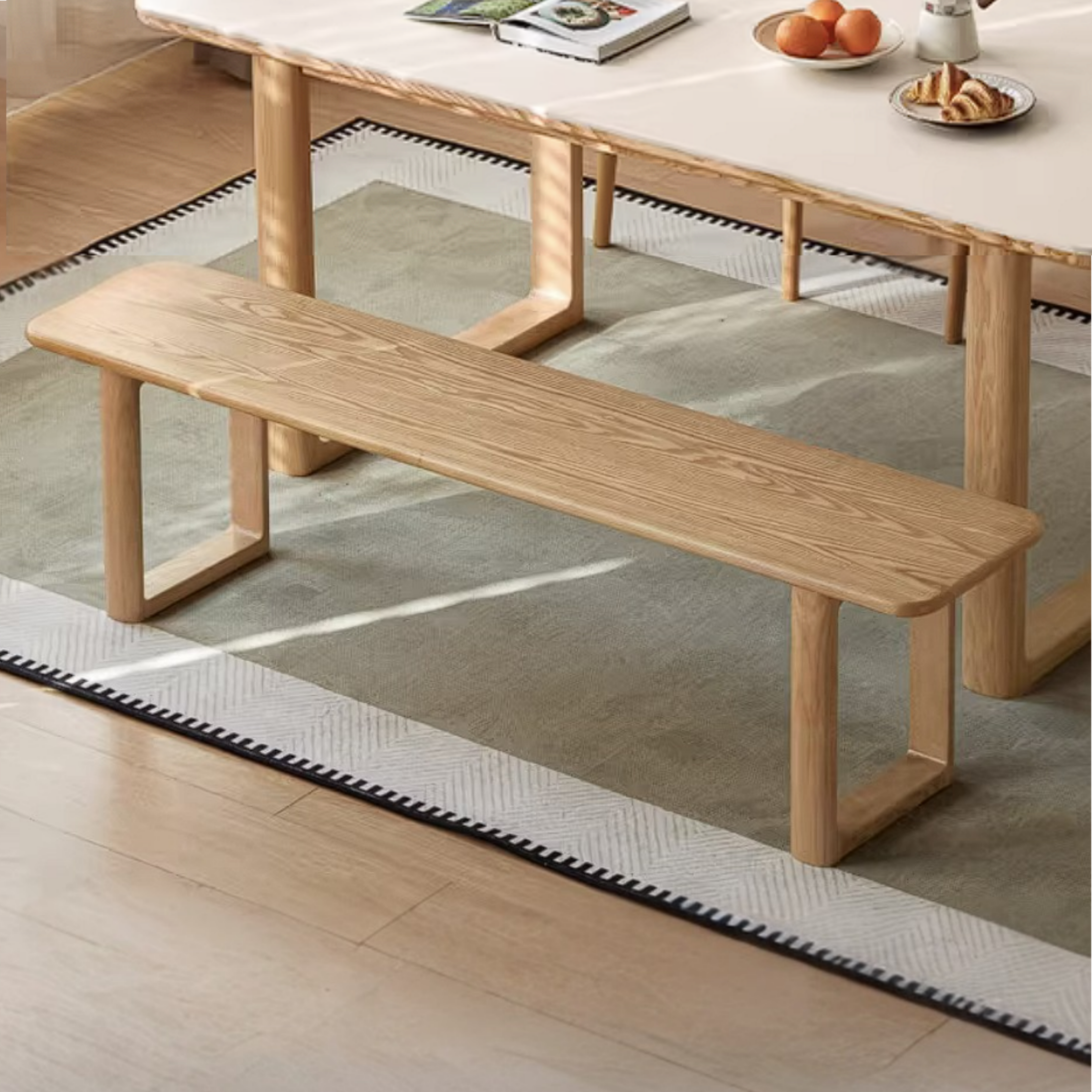 Oak, Ash Solid Wood Long Bench with Modern Minimalist Design
