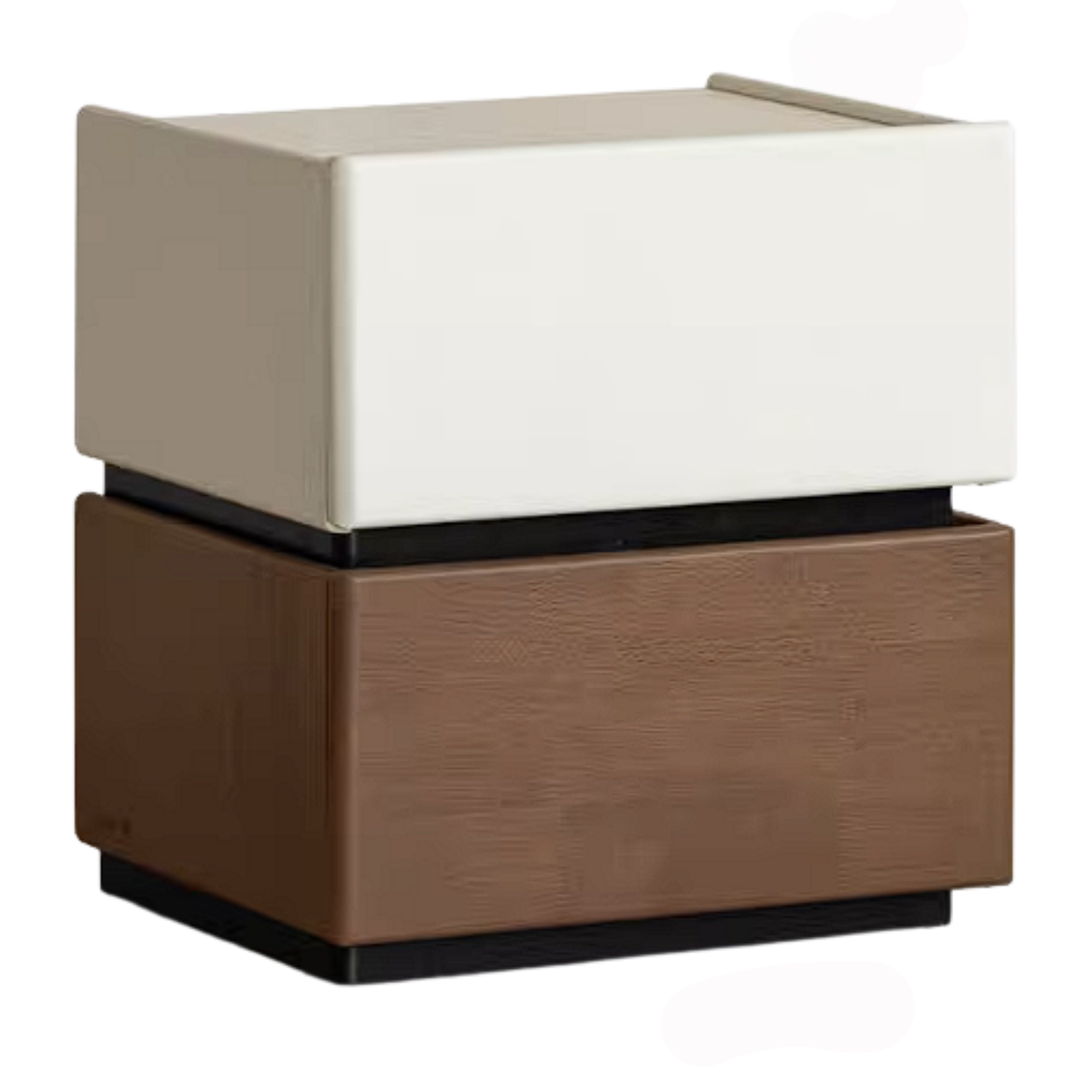 Rubberwood Solid Wood Two-Tone Nightstand