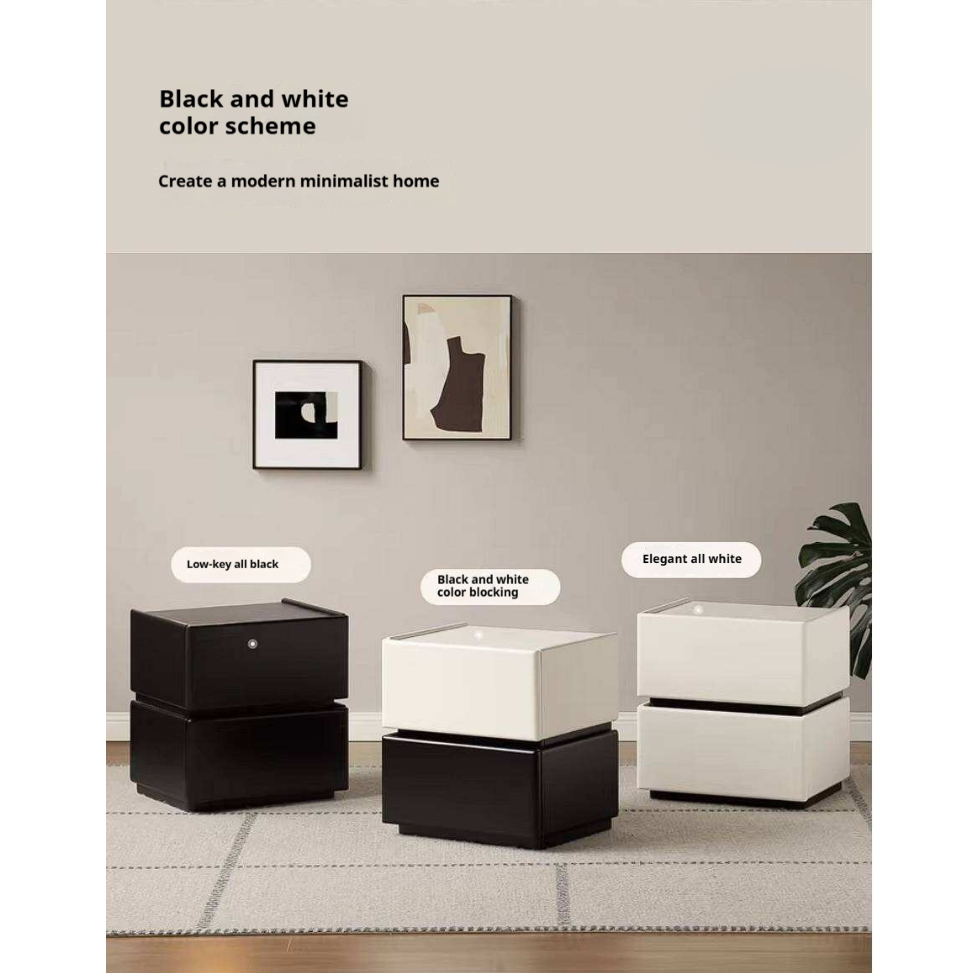 Rubberwood Solid Wood Bedside Cabinet with Modern Simple Storage
