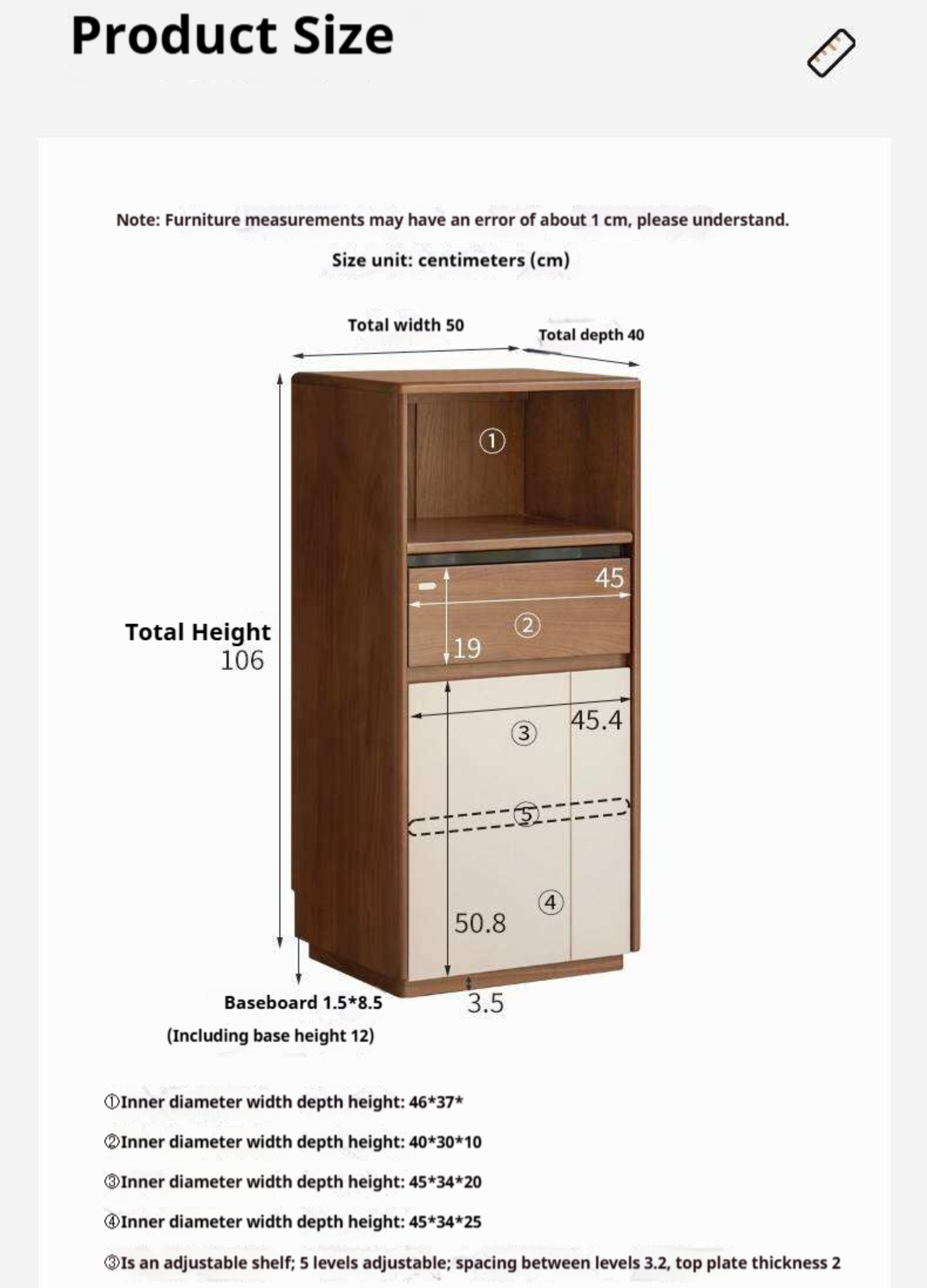 Black Walnut Solid Wood Accent side Cabinet with Mixed-Tone Finish