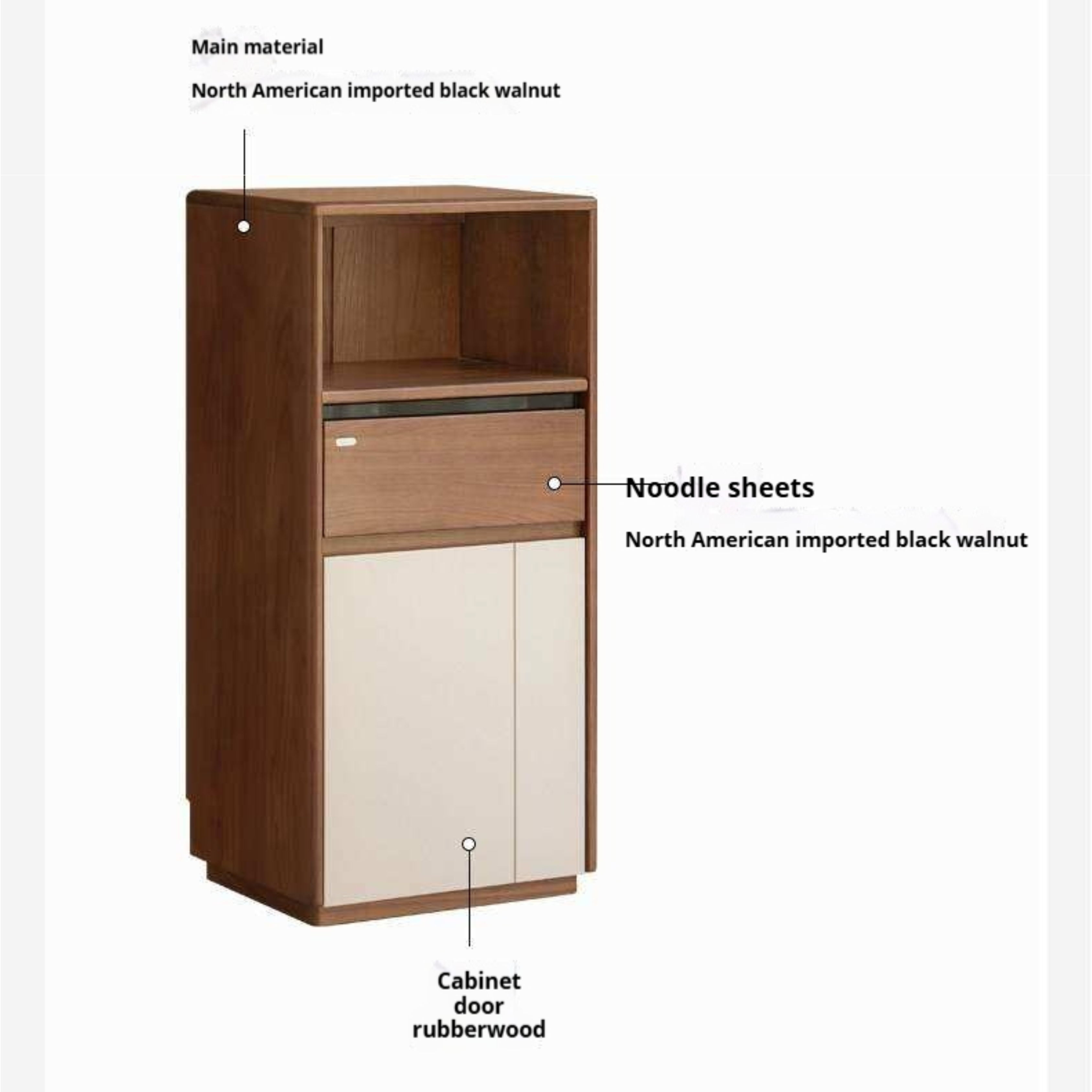 Black Walnut Solid Wood Accent side Cabinet with Mixed-Tone Finish