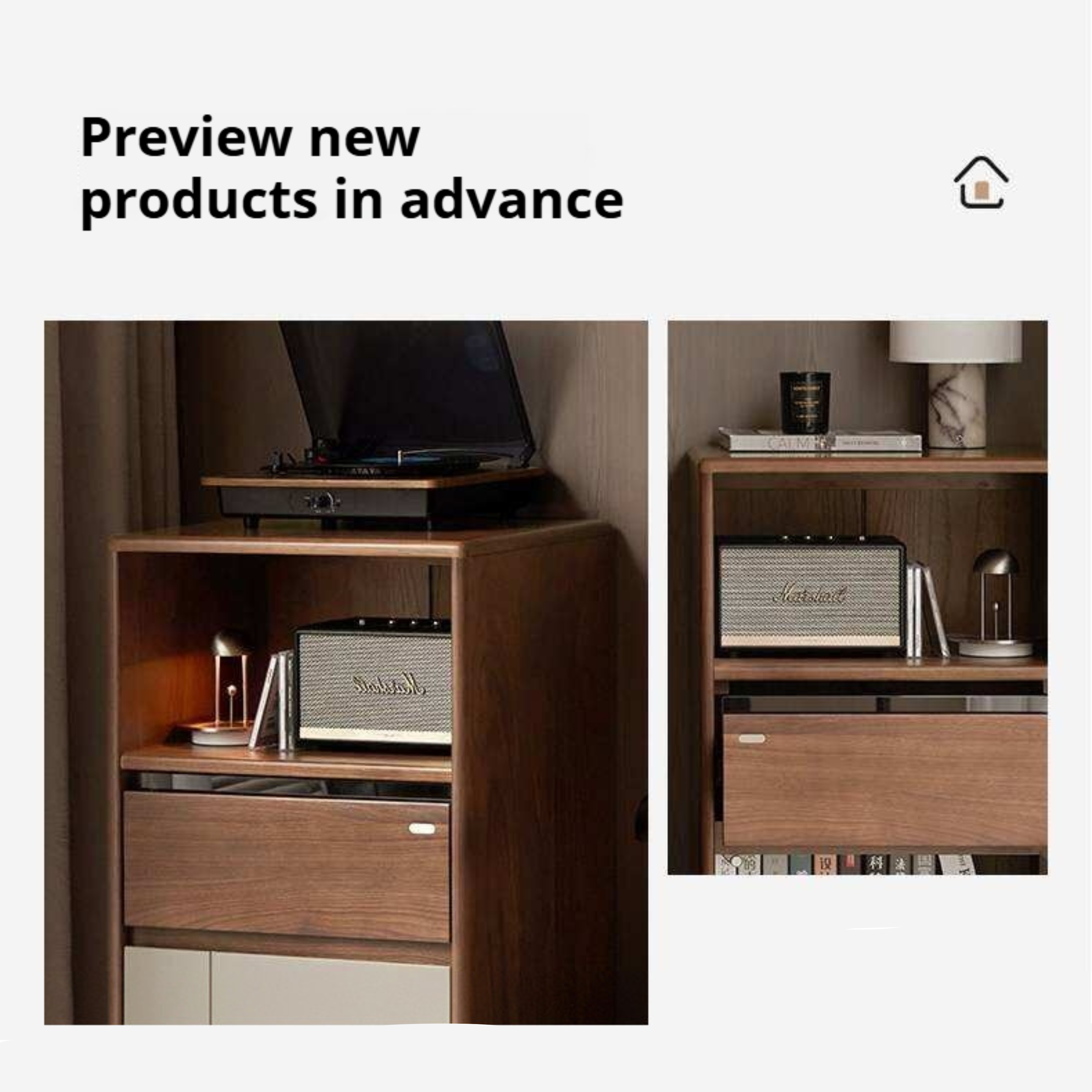 Black Walnut Solid Wood Accent side Cabinet with Mixed-Tone Finish