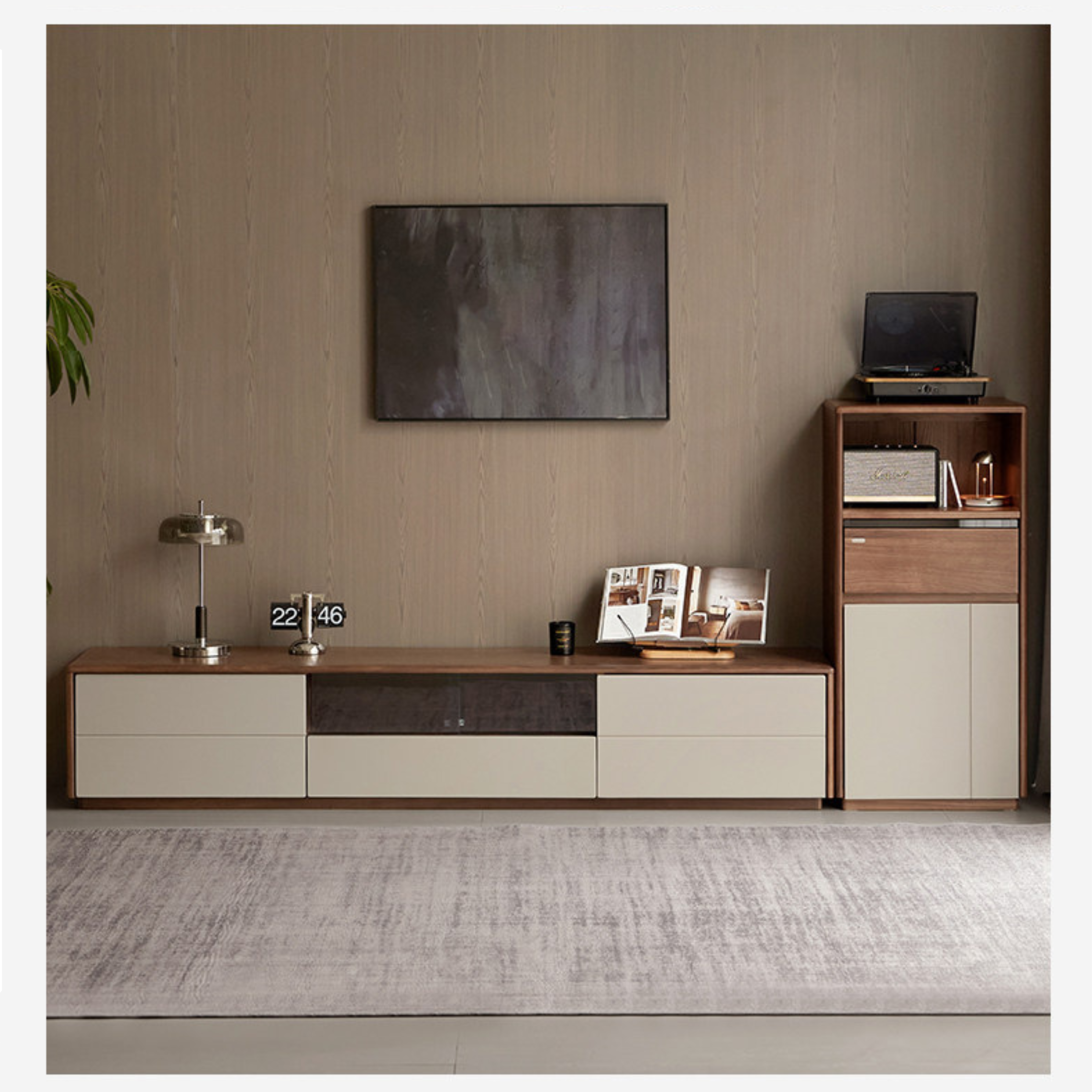 Black Walnut Solid Wood Accent side Cabinet with Mixed-Tone Finish