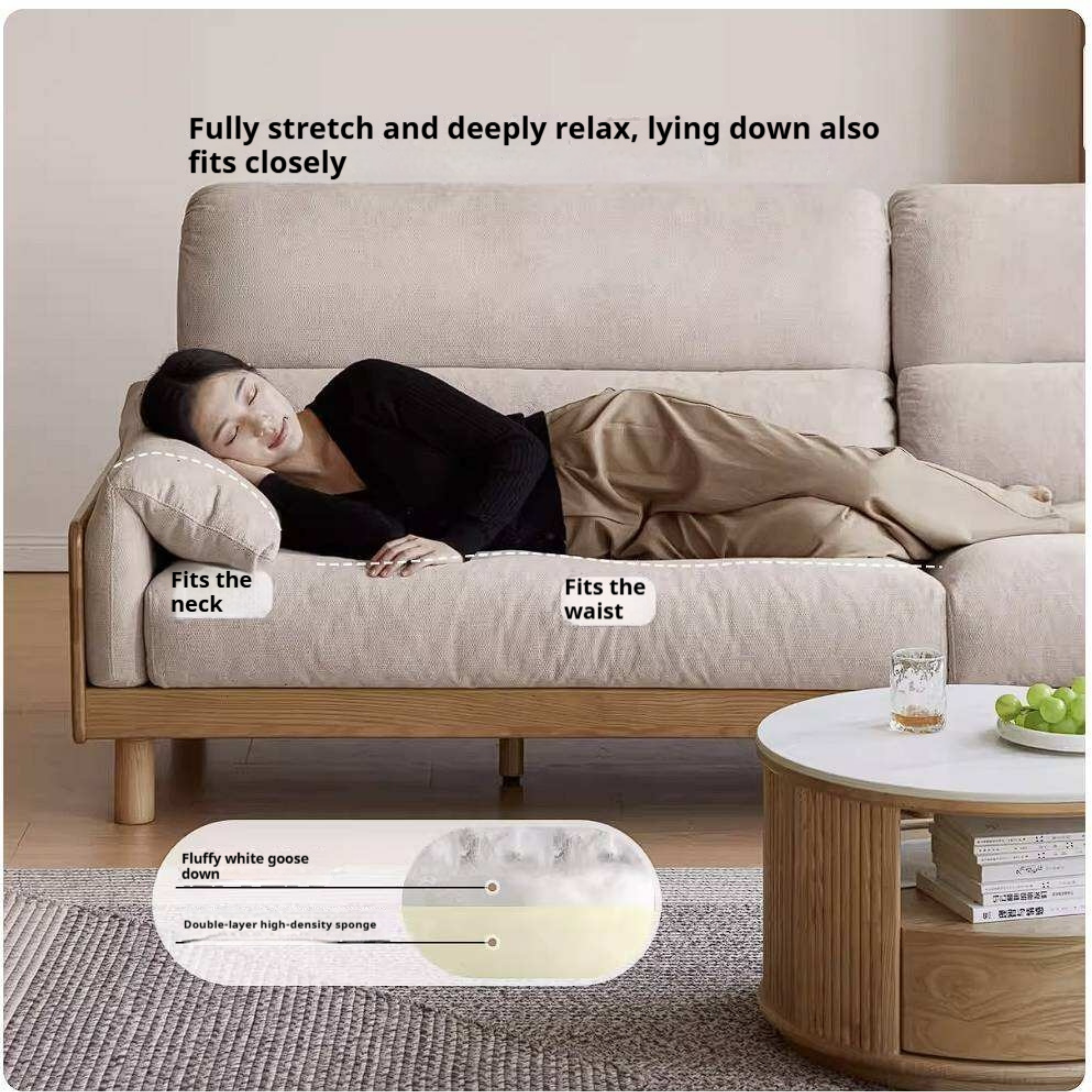 Ash Solid Wood Sofa with Modern Casual Design