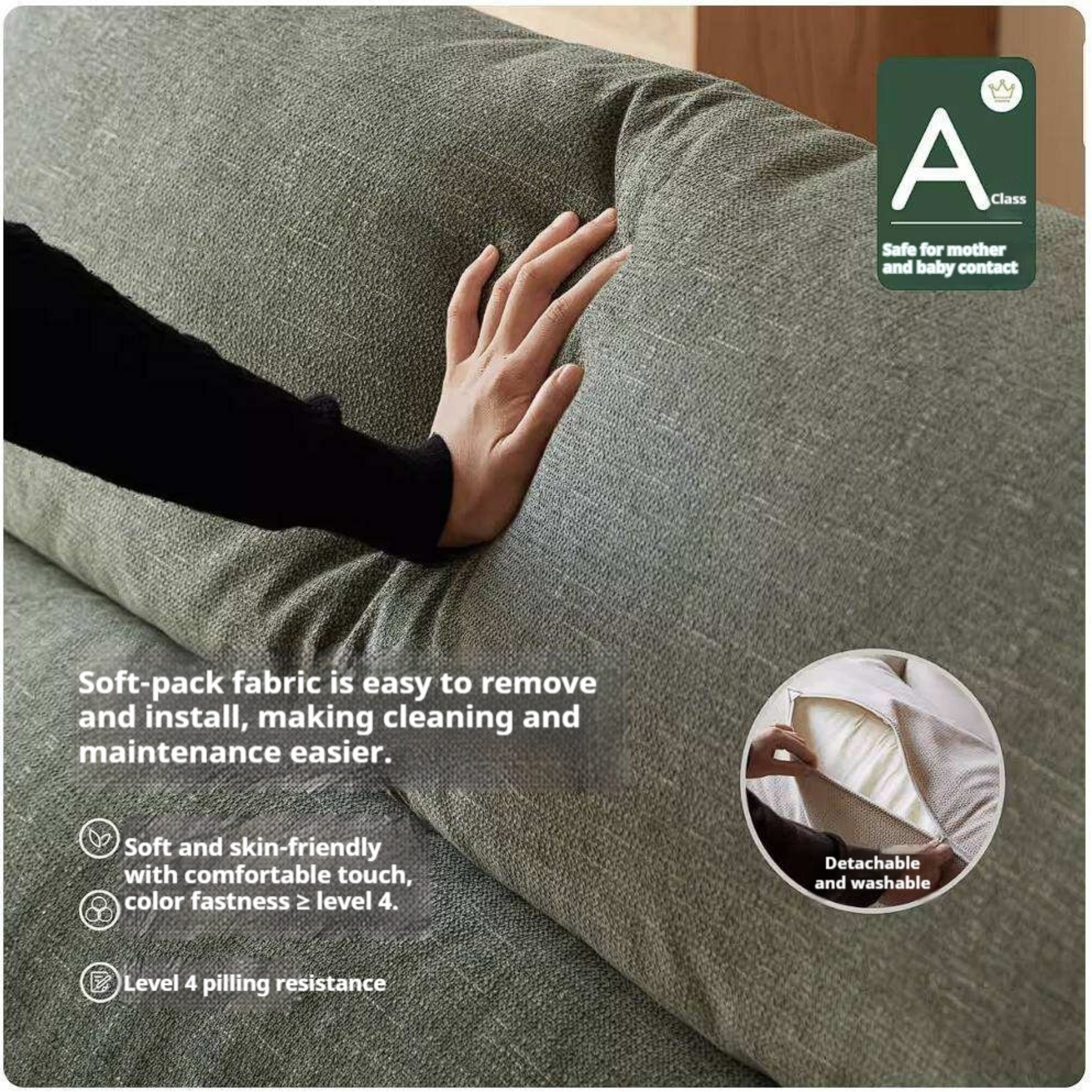 Ash Solid Wood Sofa with Modern Casual Design