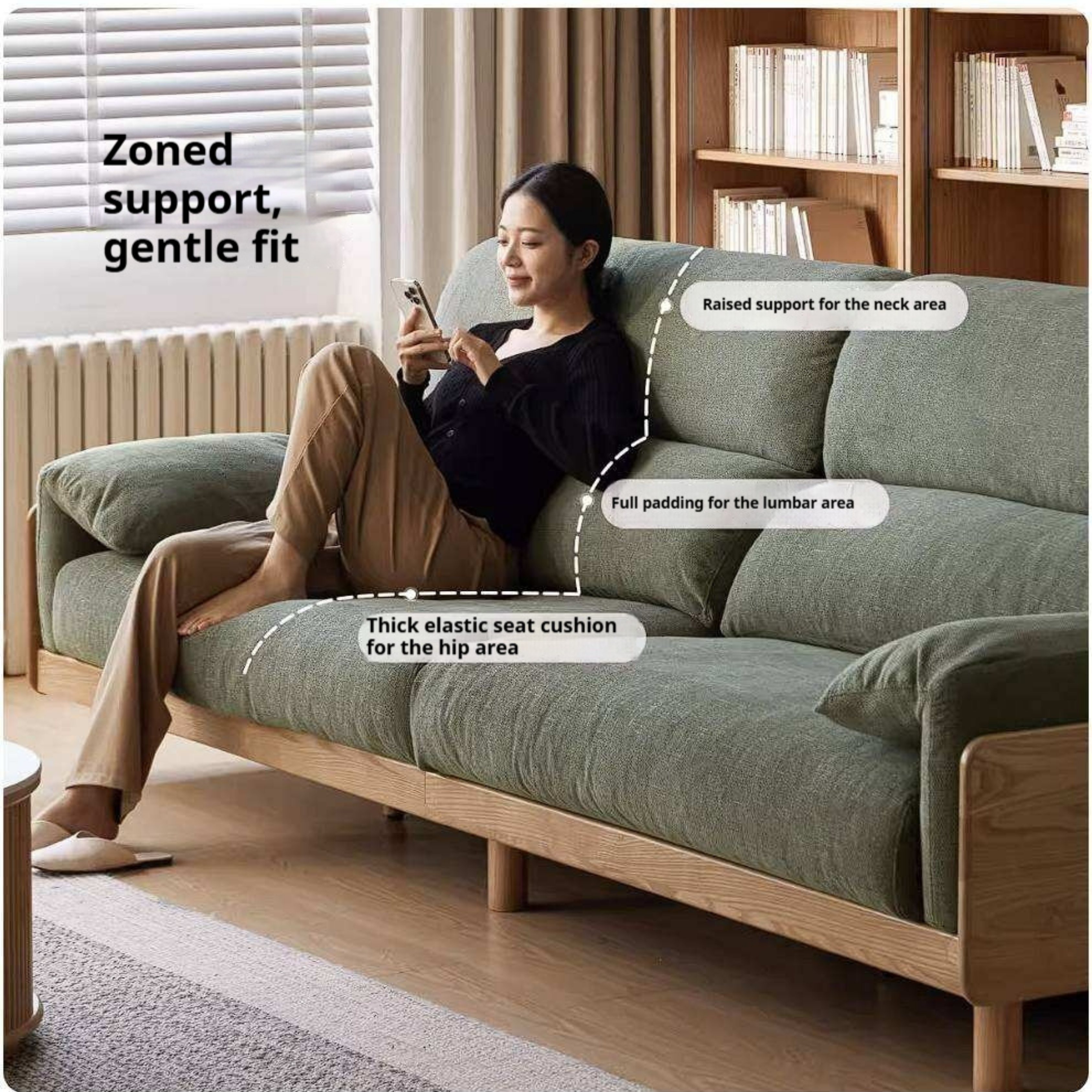 Ash Solid Wood Sofa with Modern Casual Design