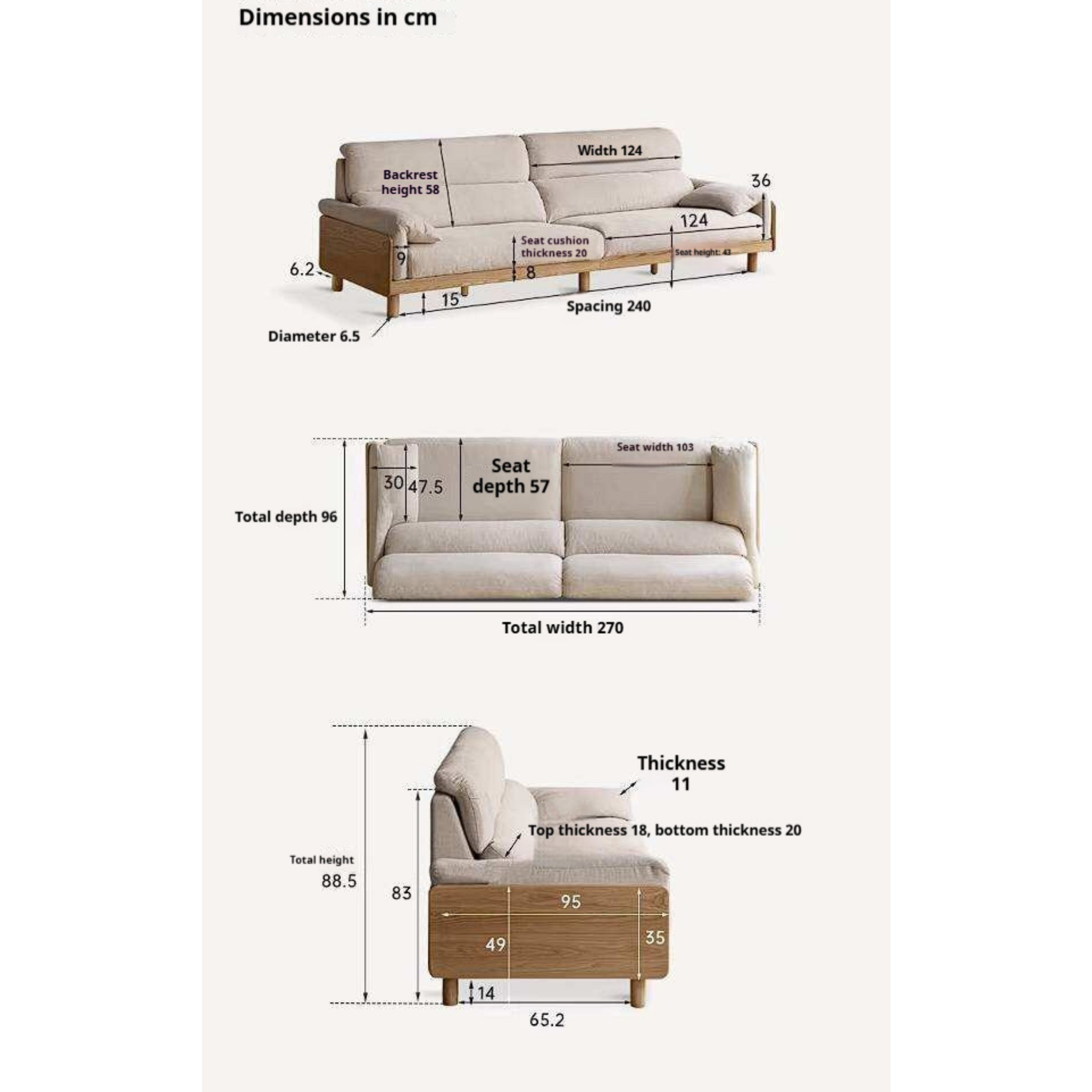 Ash Solid Wood Sofa with Modern Casual Design