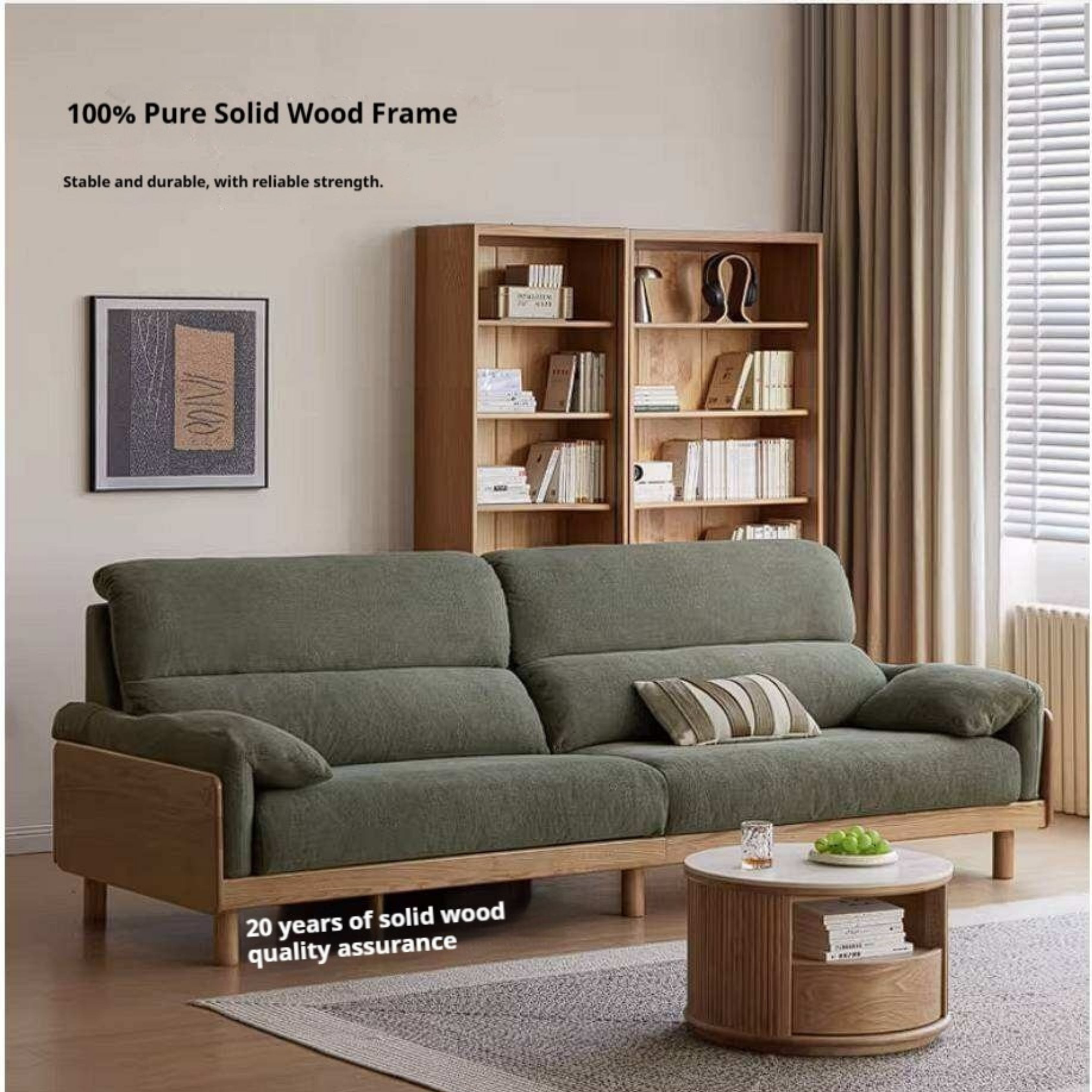 Ash Solid Wood Sofa with Modern Casual Design
