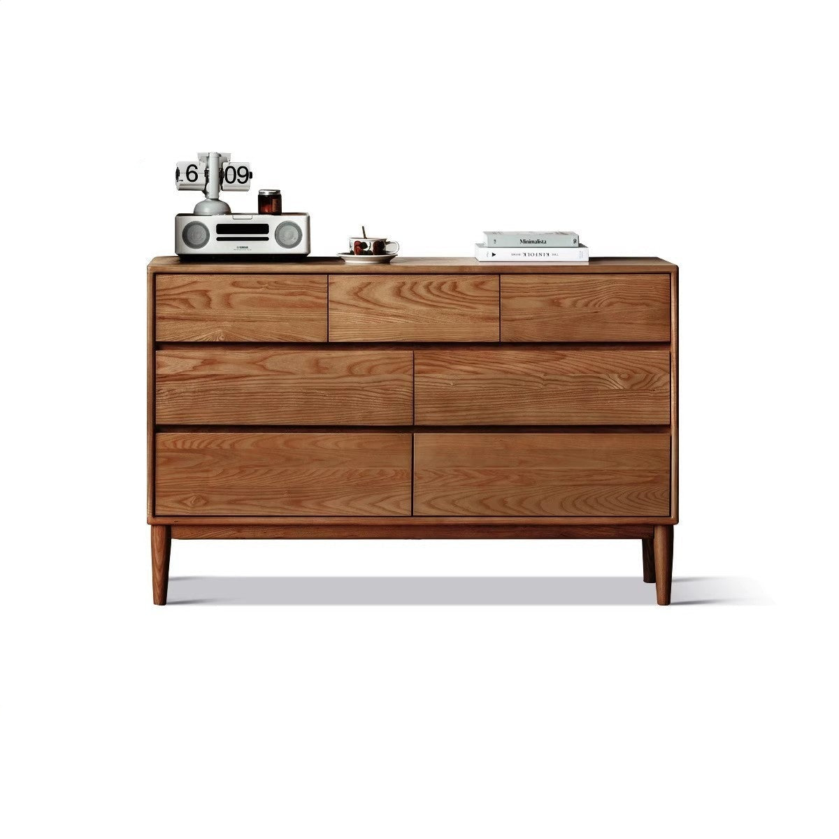 Ash Solid Wood Dresser, Drawer Storage Cabinet