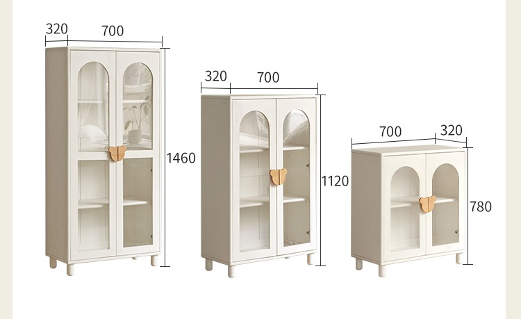 Rubber Solid Wood Cream Style Children's Bookcase.