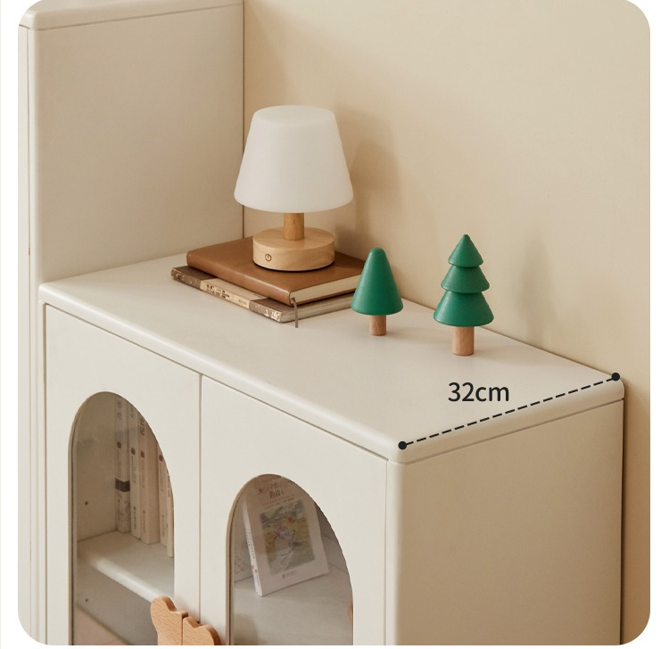 Rubber Solid Wood Cream Style Children's Bookcase.