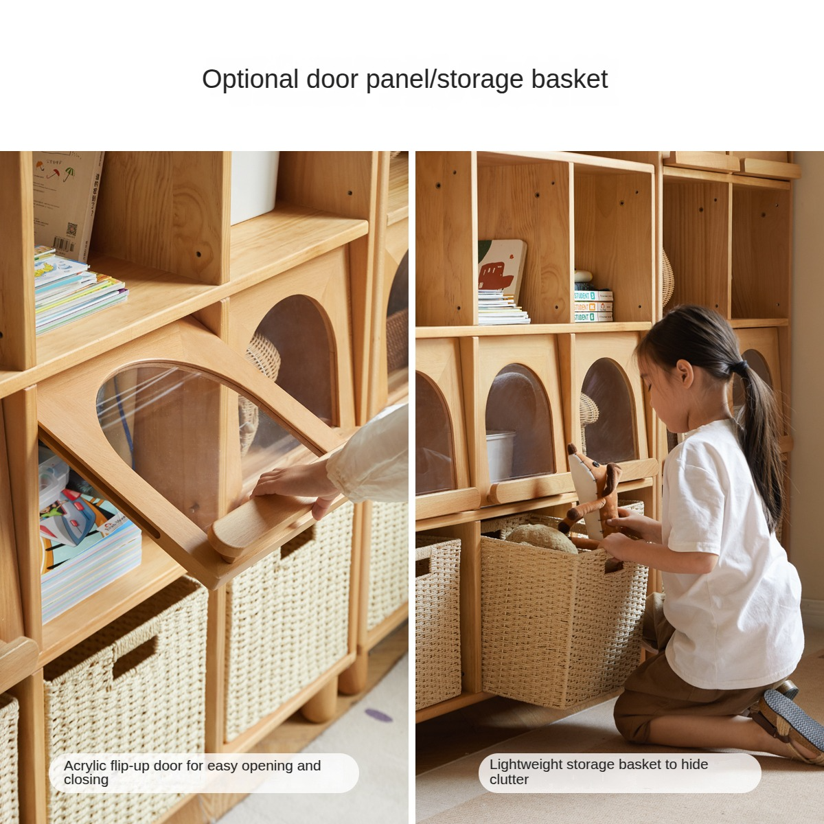 European Beech Solid Wood Combination Floor Kids Cabinet