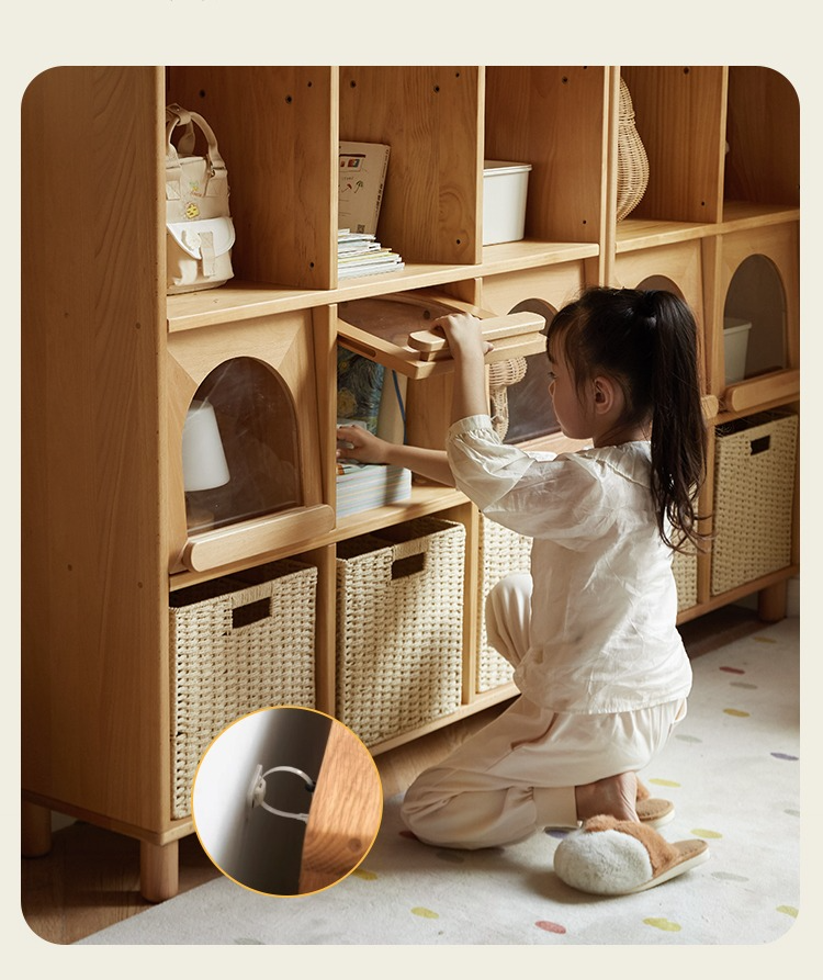 European Beech Solid Wood Combination Floor Kids Cabinet