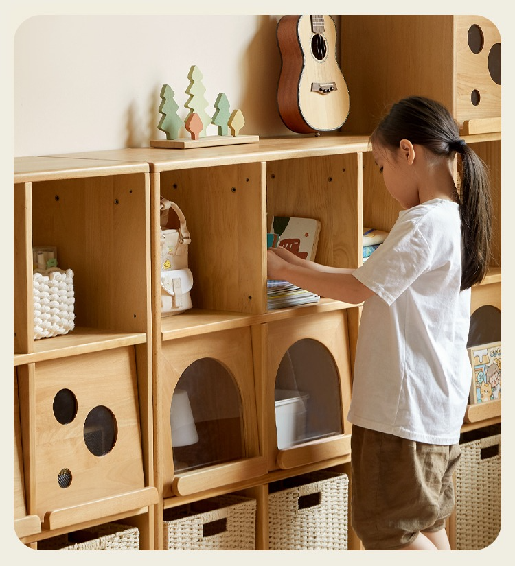 European Beech Solid Wood Combination Floor Kids Cabinet