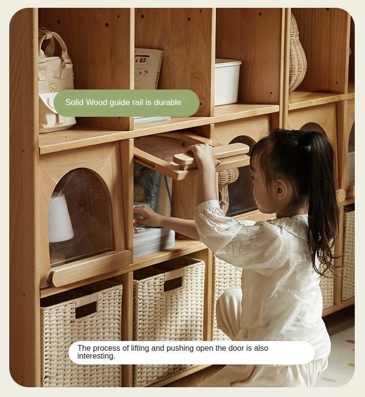 European Beech Solid Wood Combination Floor Kids Cabinet