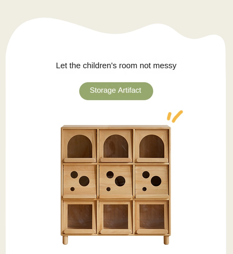 European Beech Solid Wood Combination Floor Kids Cabinet