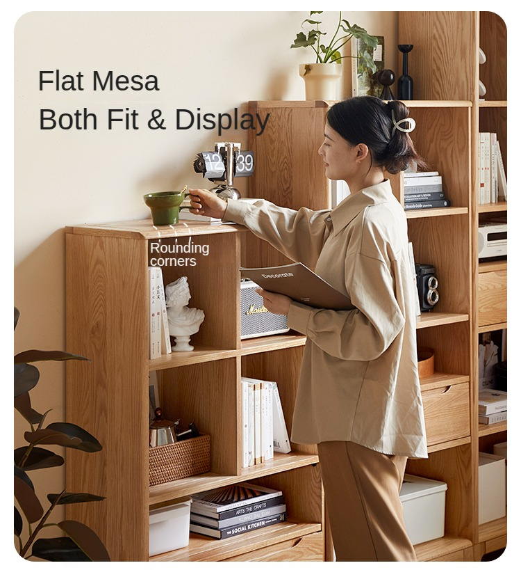 Oak Solid Wood Japanese Style Bookcase