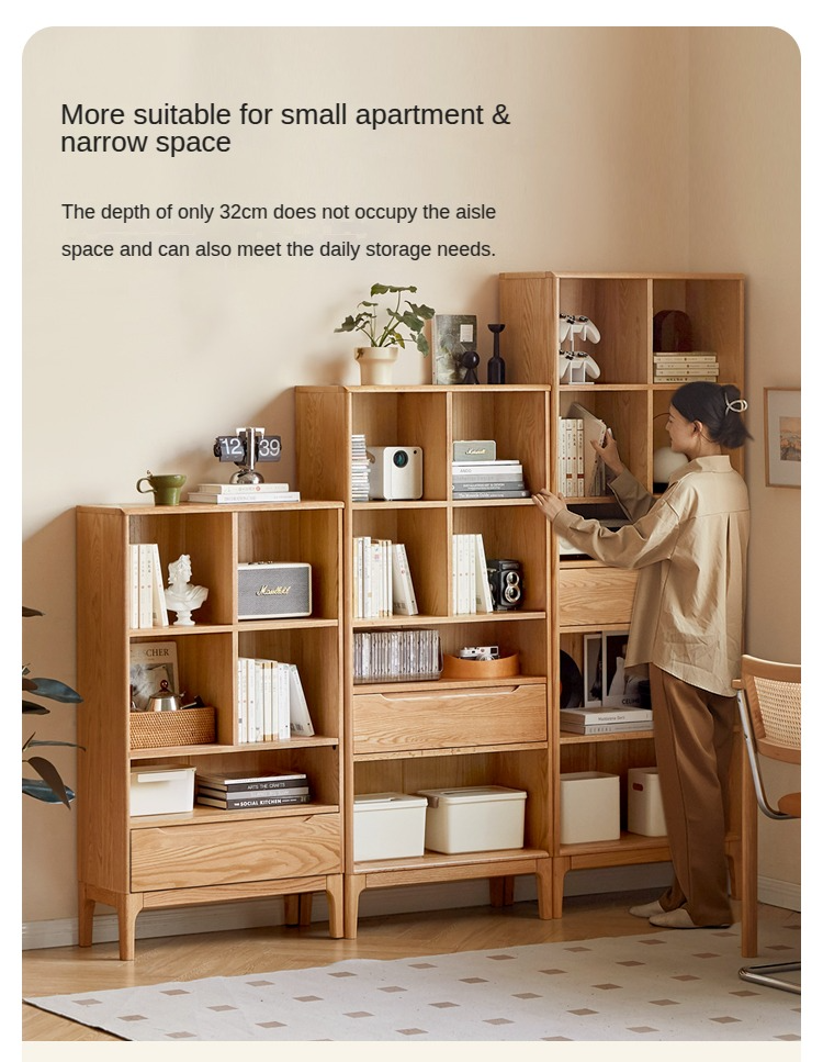 Oak Solid Wood Japanese Style Bookcase