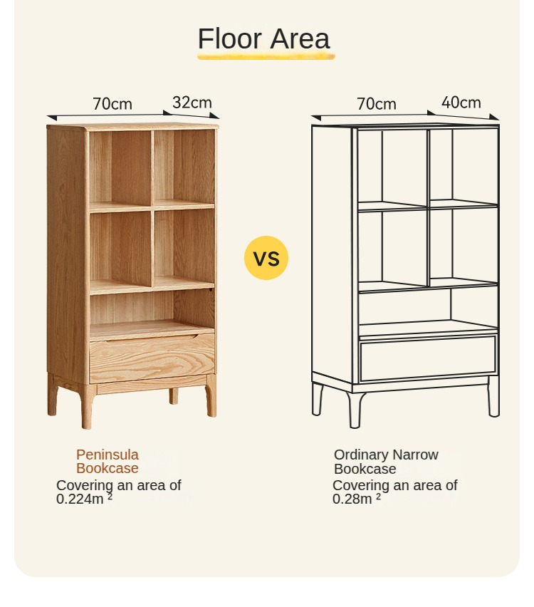 Oak Solid Wood Japanese Style Bookcase