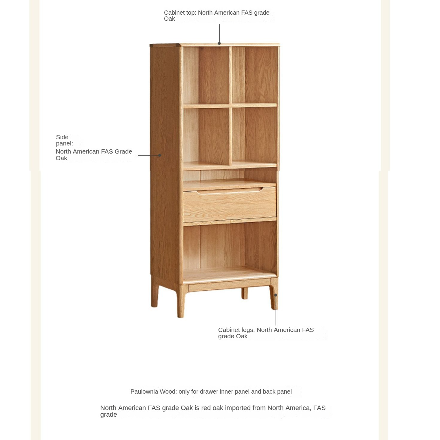 Oak Solid Wood Japanese Style Bookcase
