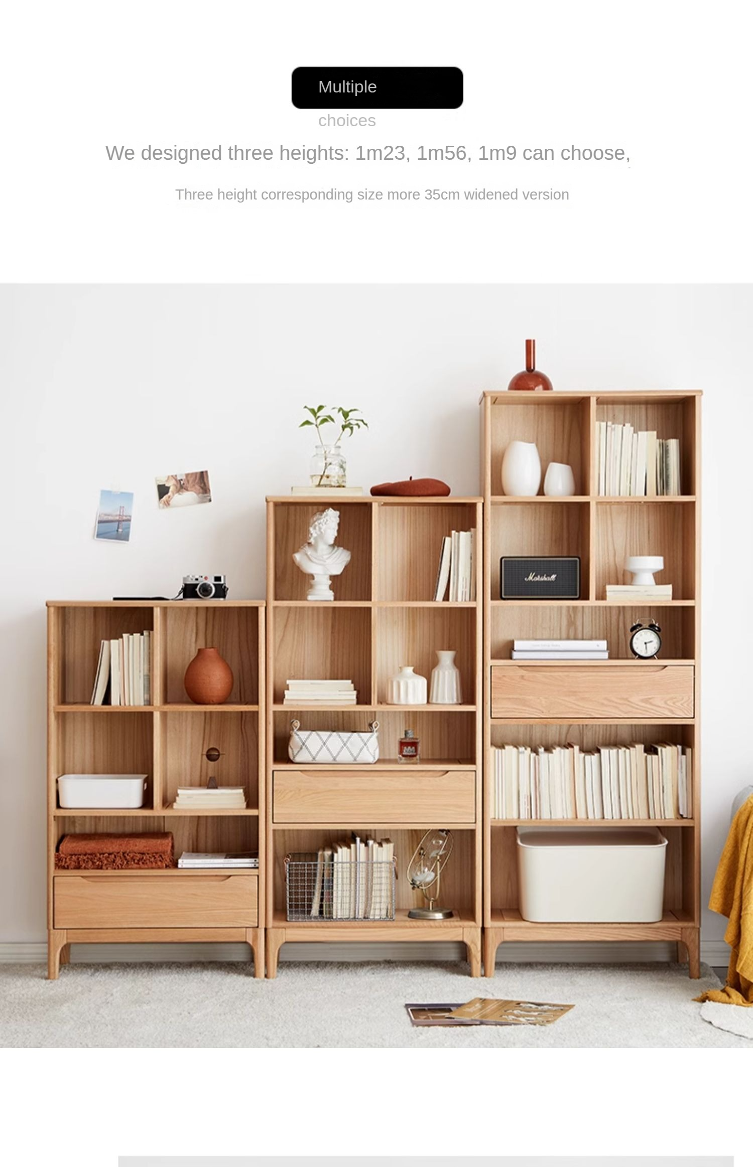 Oak Solid Wood Japanese Style Bookcase