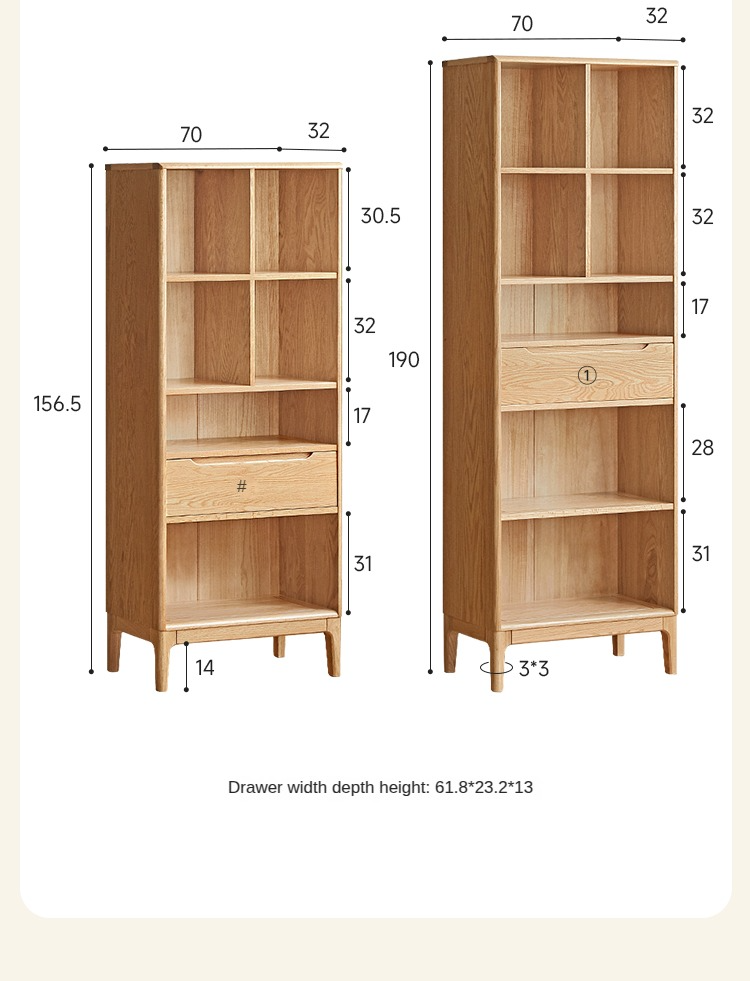 Oak Solid Wood Japanese Style Bookcase