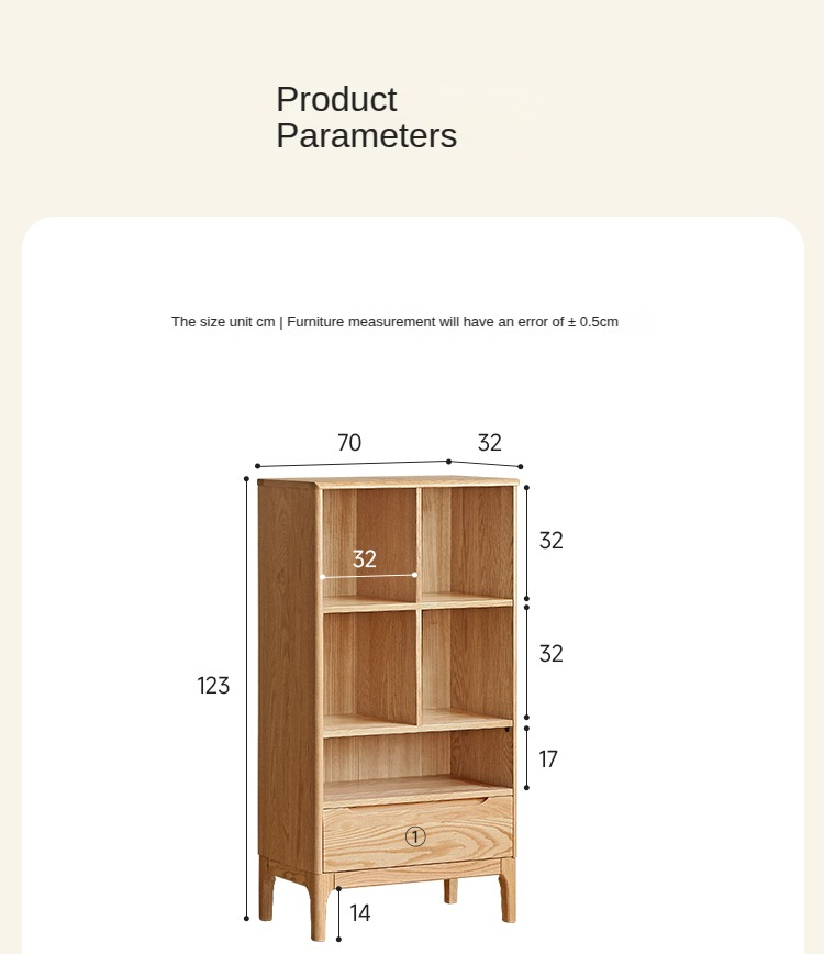 Oak Solid Wood Japanese Style Bookcase