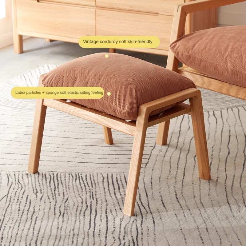 Oak Solid Wood Sofa Footrest Shoe Stool