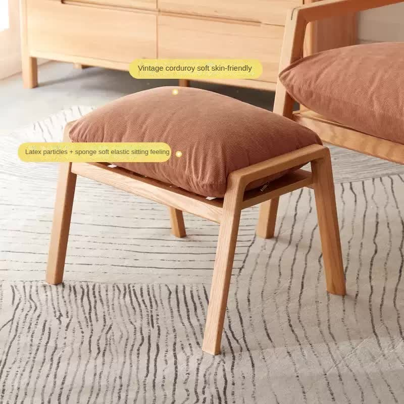 Oak Solid Wood Sofa Footrest Shoe Stool
