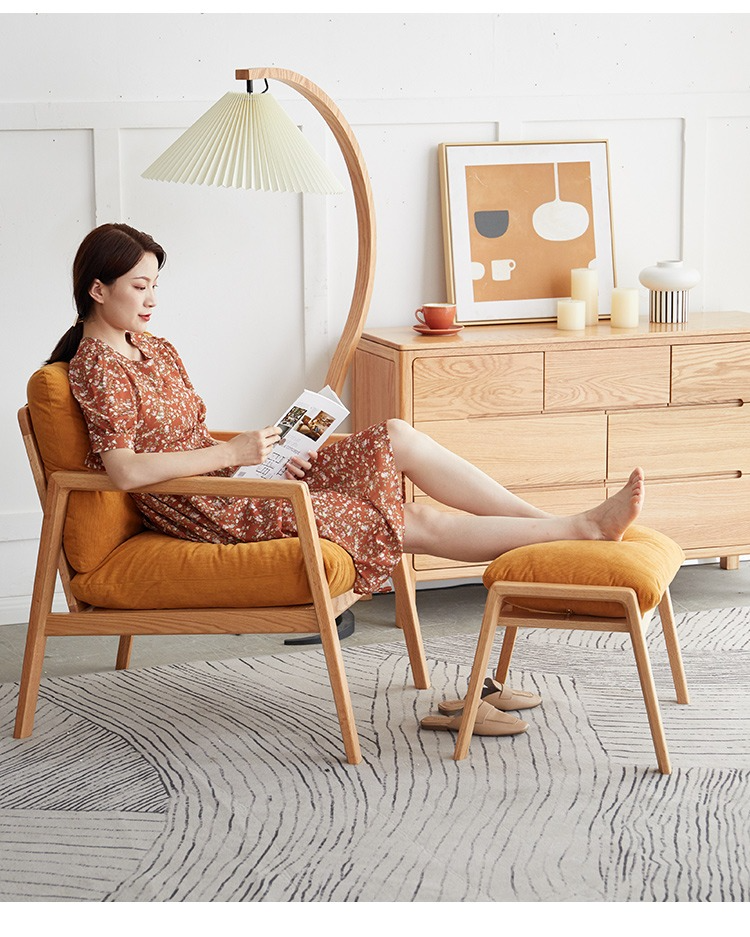 Oak Solid Wood Sofa Footrest Shoe Stool