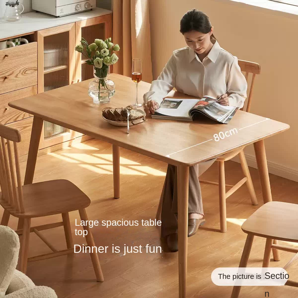Solid Rubberwood Modern Dining Table.