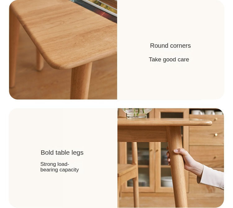 Solid Rubberwood Modern Dining Table.