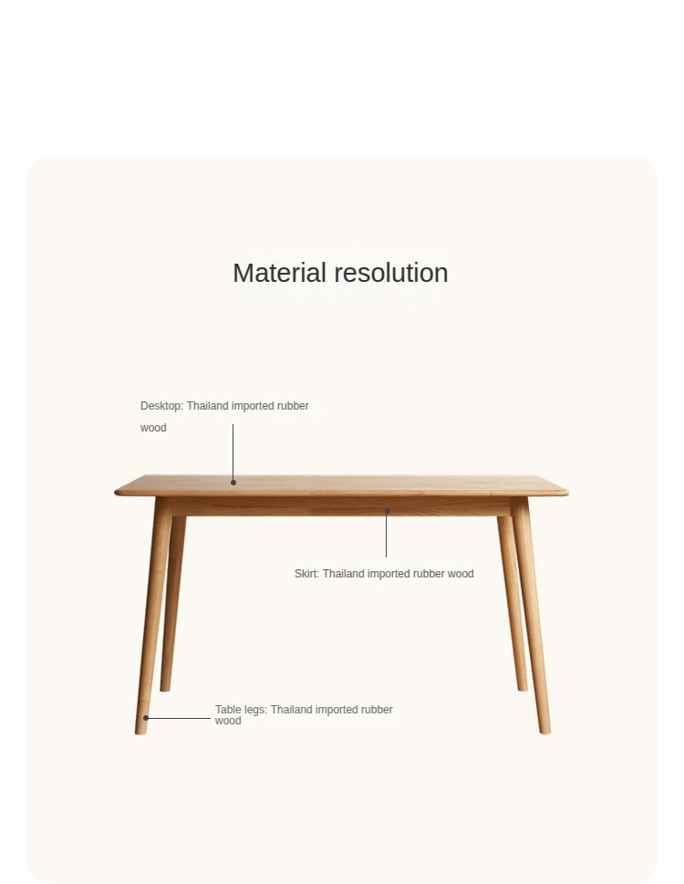 Solid Rubberwood Modern Dining Table.