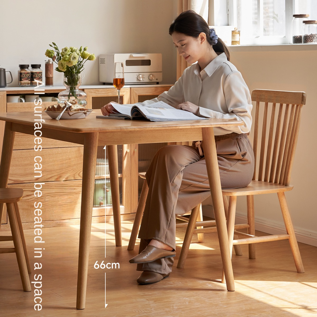Solid Rubberwood Modern Dining Table.