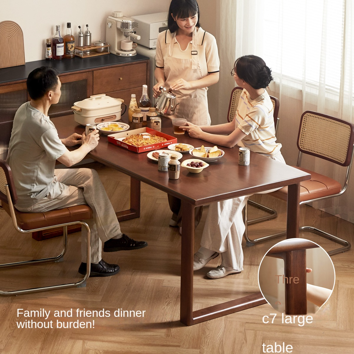 Solid Rubberwood Rectangular Dining Table