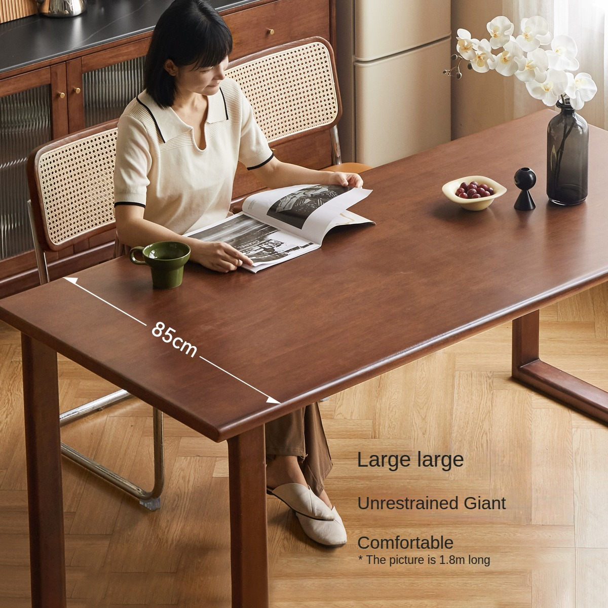 Solid Rubberwood Rectangular Dining Table