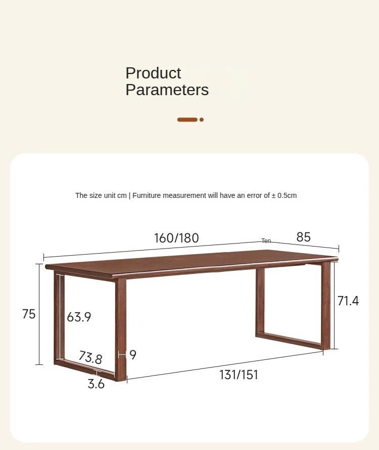 Solid Rubberwood Rectangular Dining Table