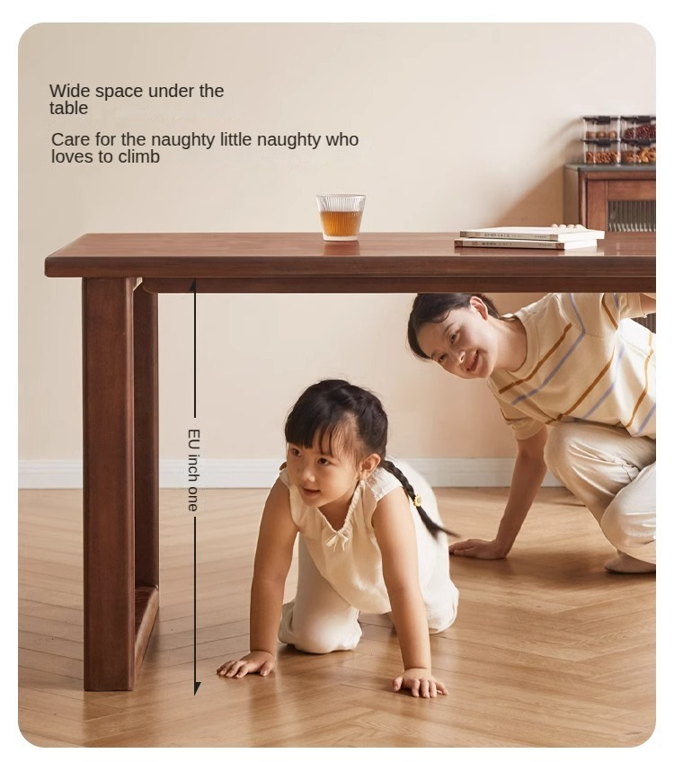 Solid Rubberwood Rectangular Dining Table