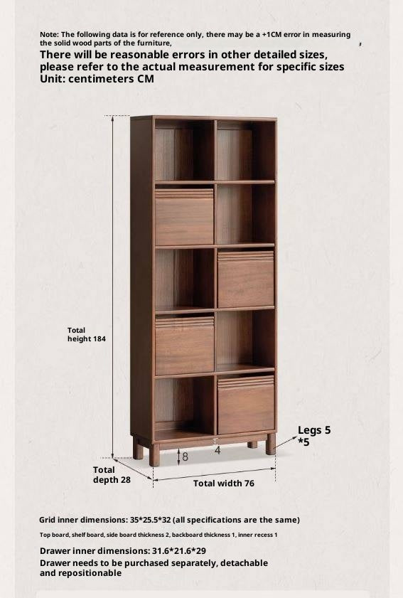 Sandalwood Solid Wood Light Luxury Style Bookshelf