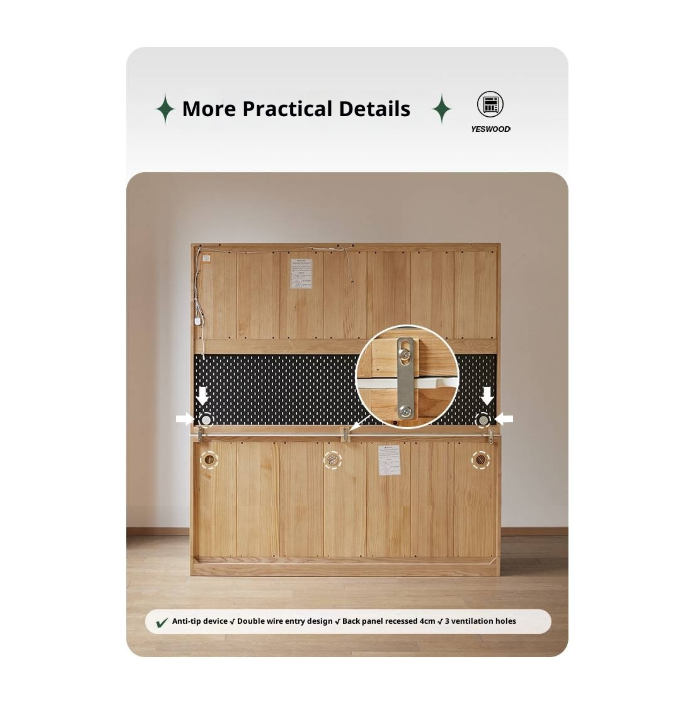 Ash Solid Wood White Wax Rock Plate Sideboard