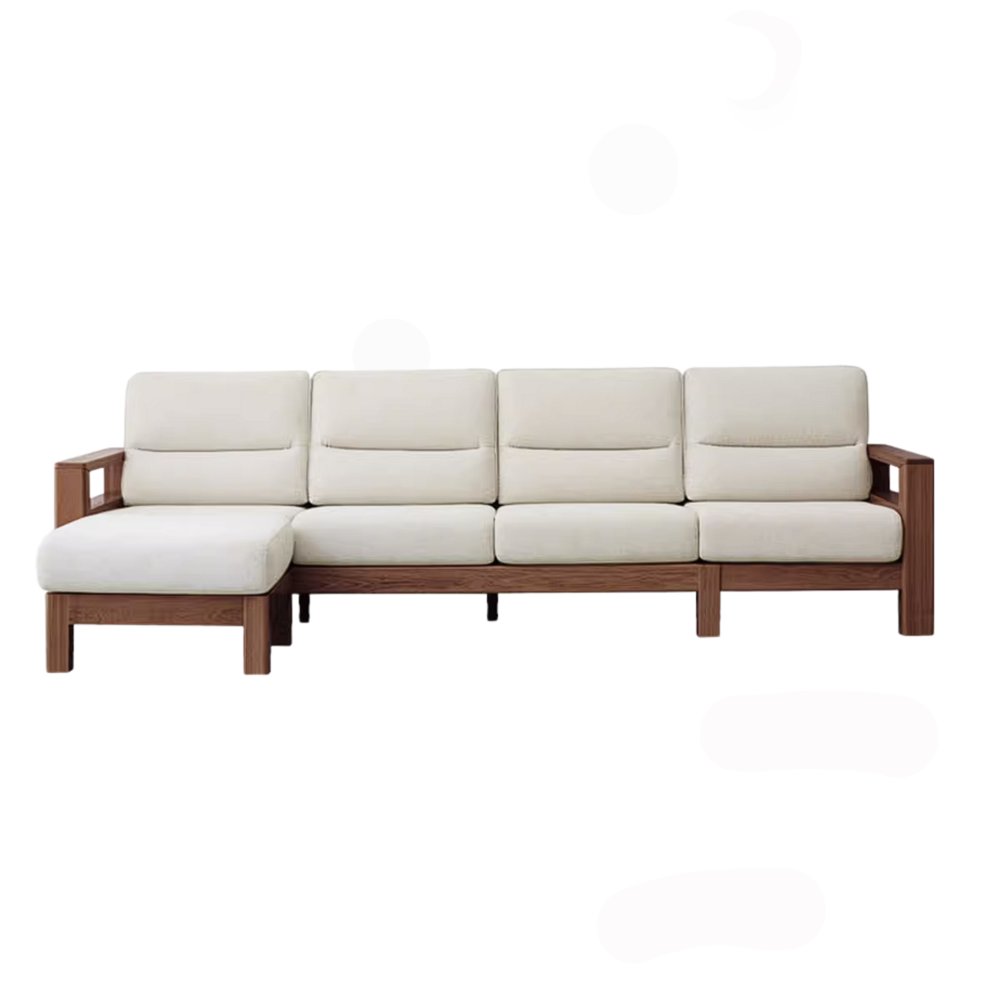 Black Walnut, Ash, Golden Sandalwood Solid Wood Corner Sofa with Fabric Upholstery