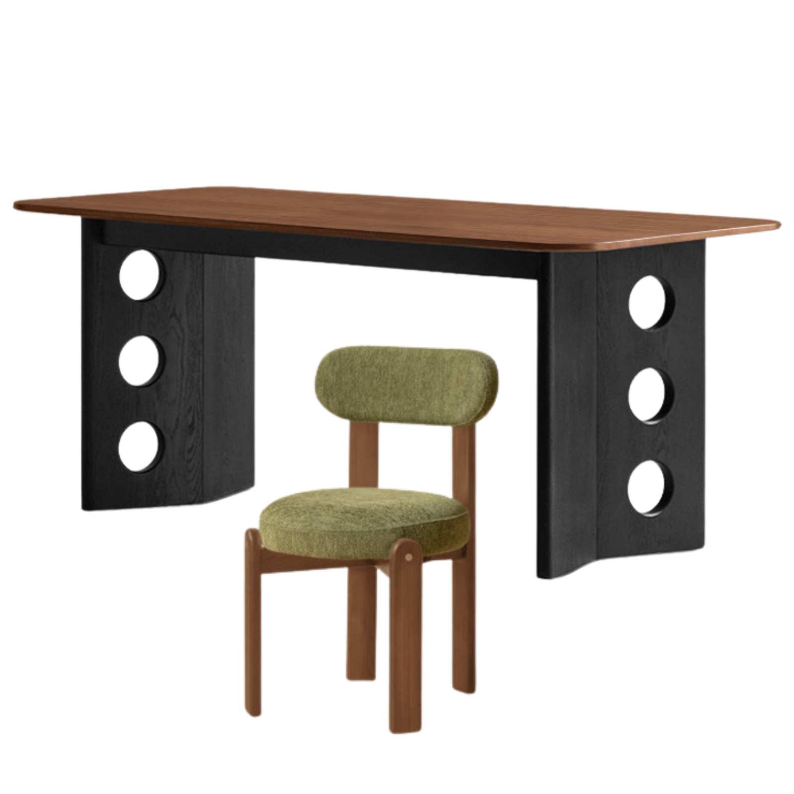 Black Walnut, Ash Solid Wood Retrо Dining Table