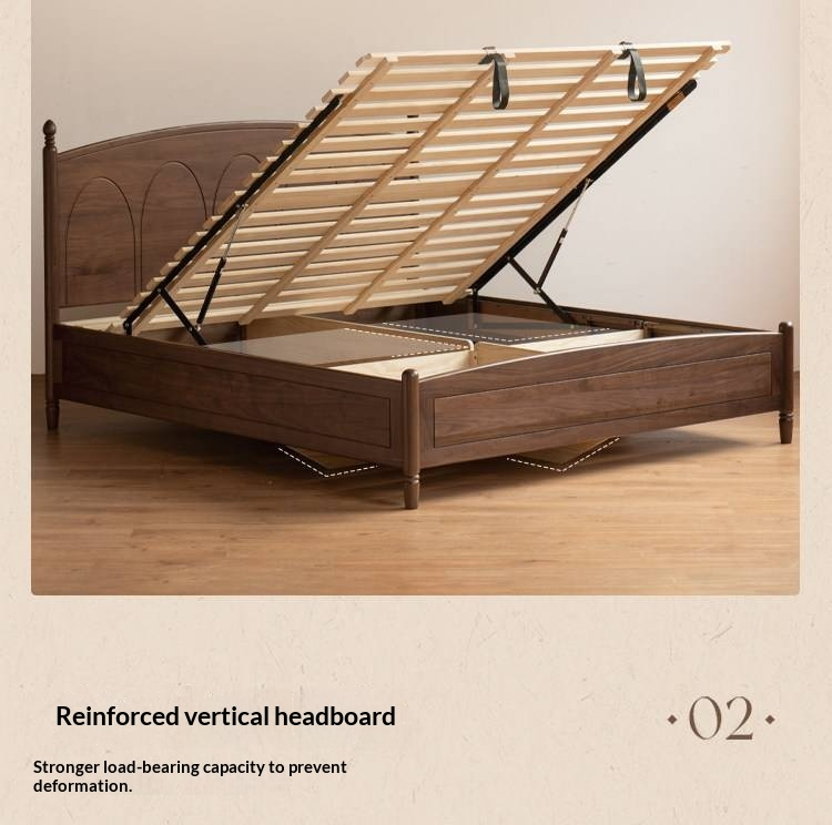 Black Walnut Solid Wood Box Bed — French Retro Style