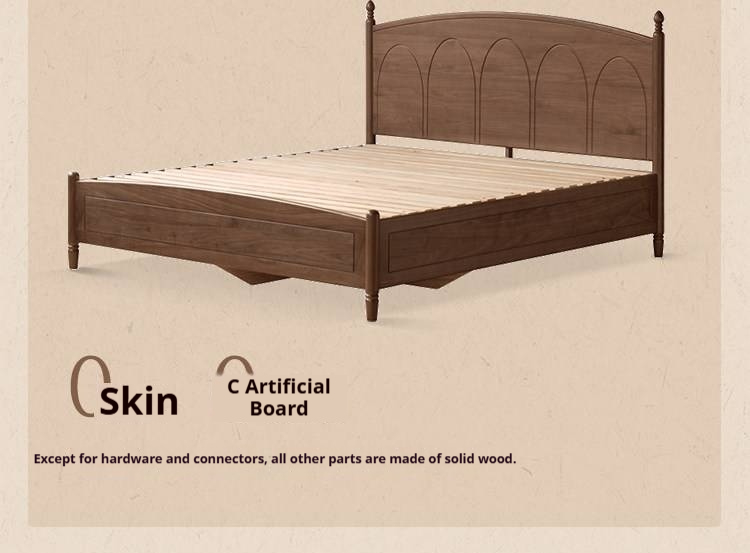 Black Walnut Solid Wood Box Bed — French Retro Style