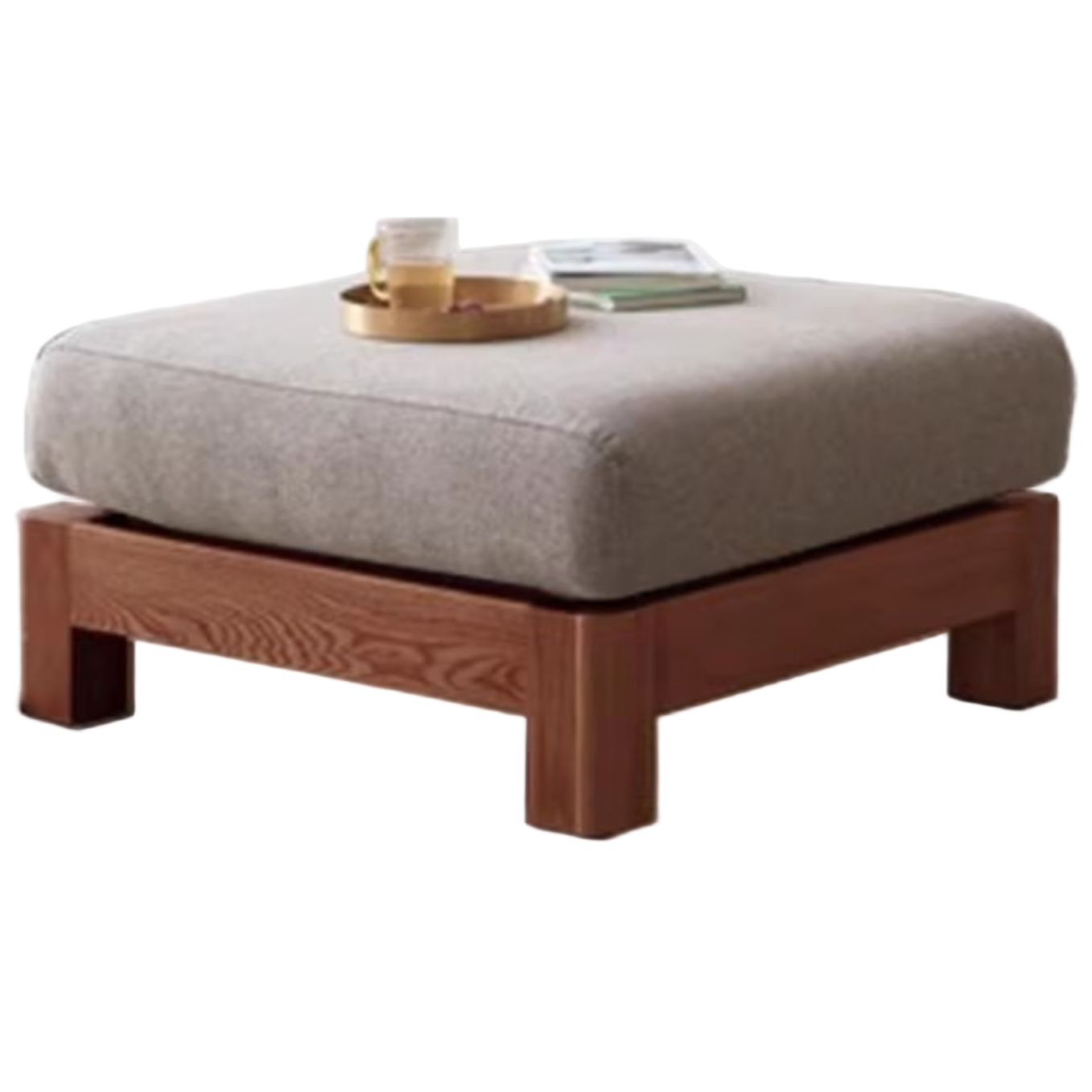 Ash, Oak, Black Walnut Solid Wood Fabric Footstool-