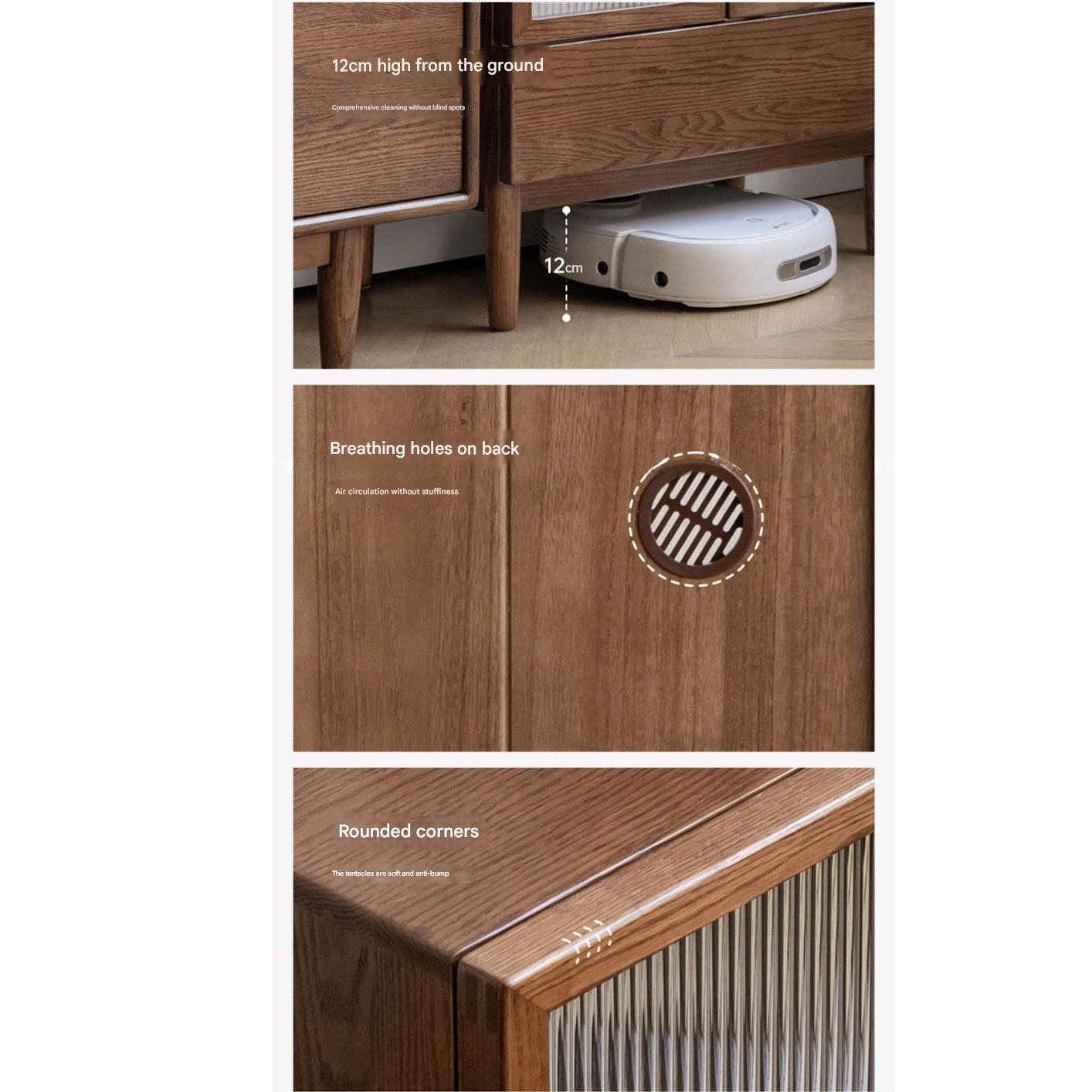 Oak Solid Wood Modern Side Cabinet.
