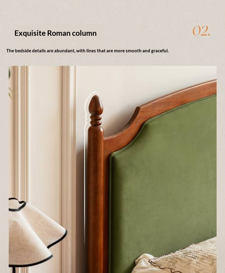 Poplar Solid Wood Box Bed — French Retro Style with Soft Backrest and Mid-Fashion Design