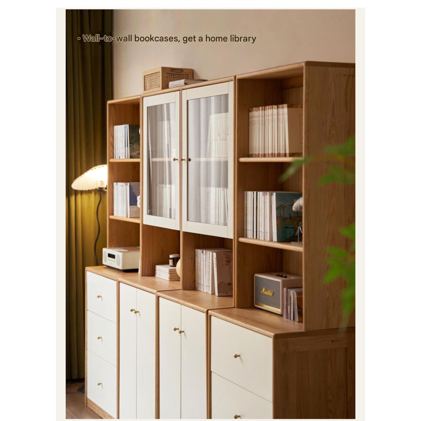 Solid Rubberwood, Oak Solid Wood Combination Bookcase.