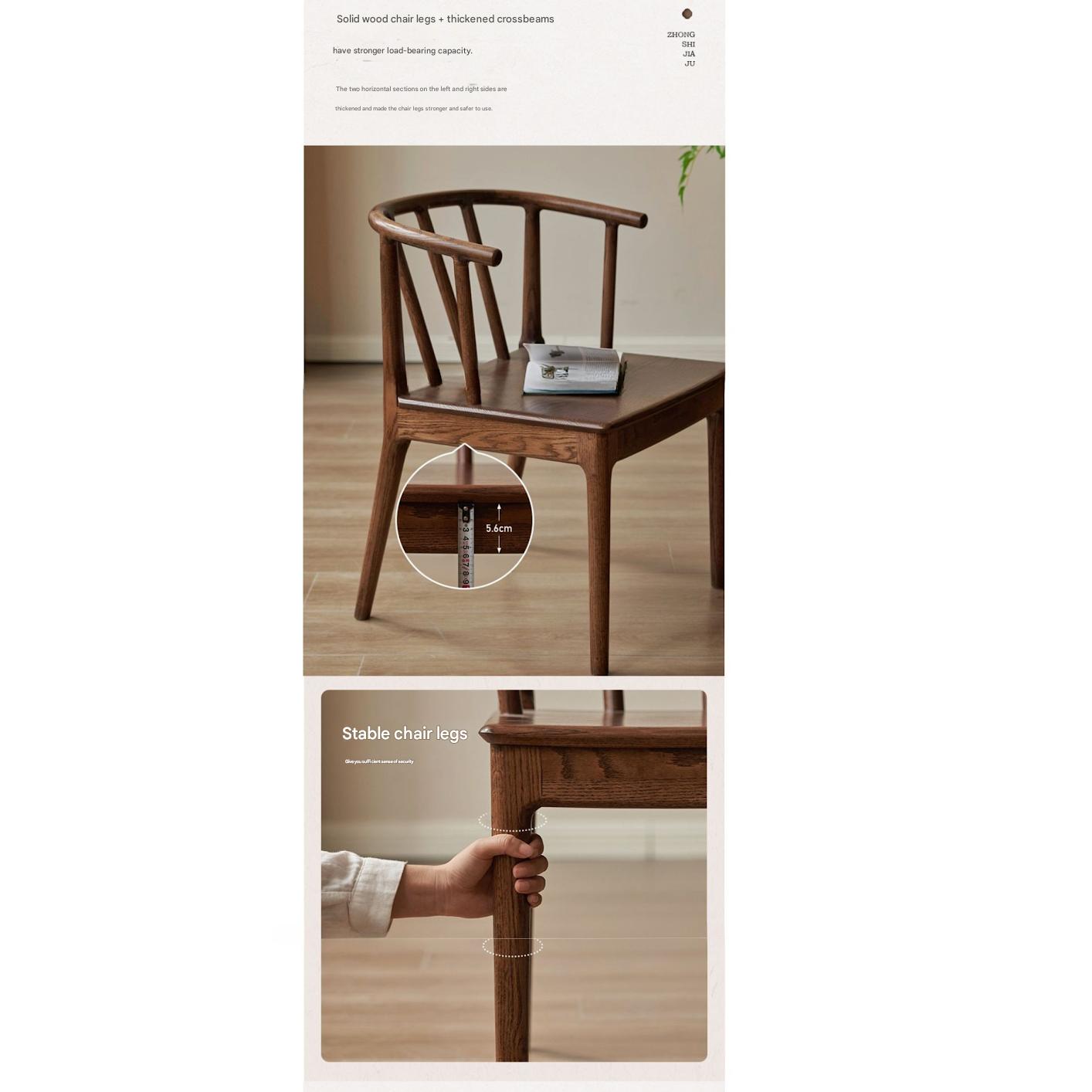 Black Walnut, Oak Solid Wood Round Tea Chair