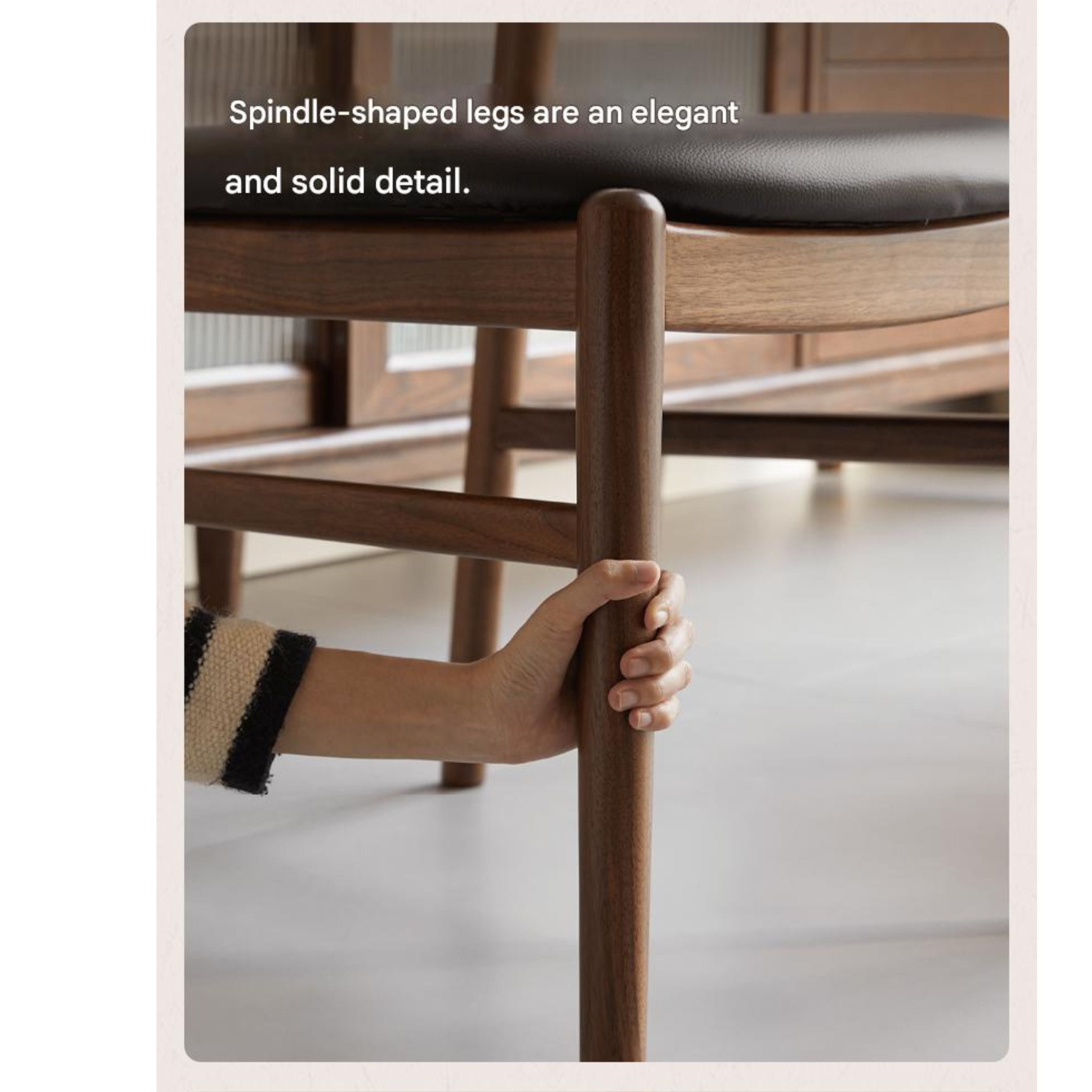 4 pcs Black Walnut, Ash, Oak, Beech, Sandalwood Solid Wood Dining Chair Retro
